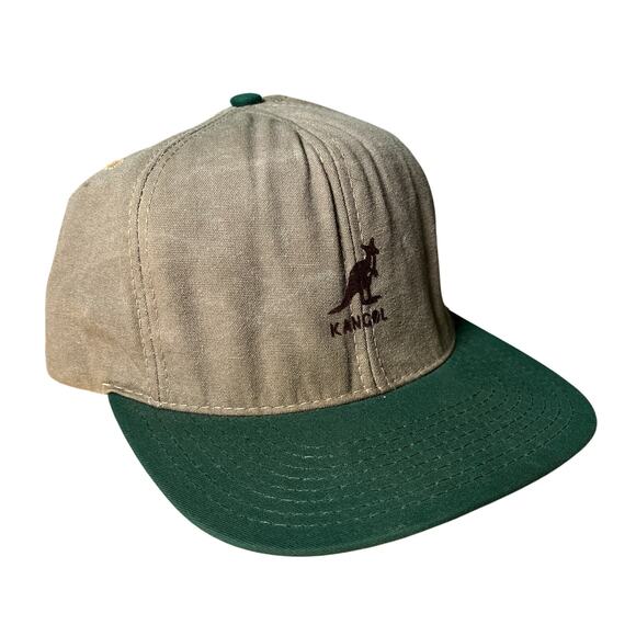 Kangol Other - Vintage Kangol Made in USA Green Brim Brown Canvas Adjustable Hat 90s Y2K Cap